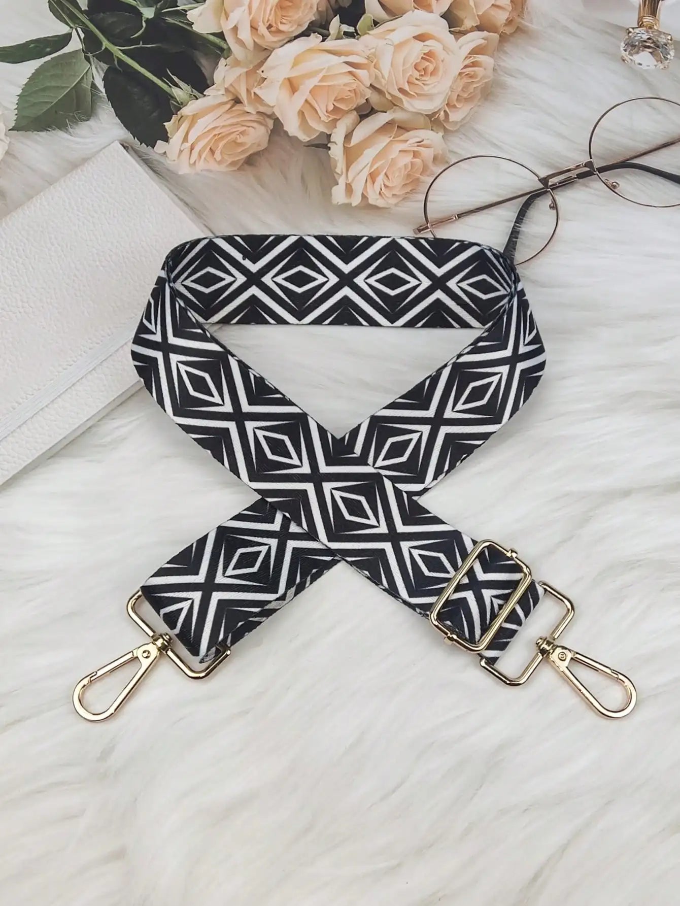 Storazone 28 / Gold buckle Women Colorful Fabric Shoulder Strap Lady Bag Accessories Adjustable Removable Wide Shoulder Crossbody Messenger Nylon Bag Strap