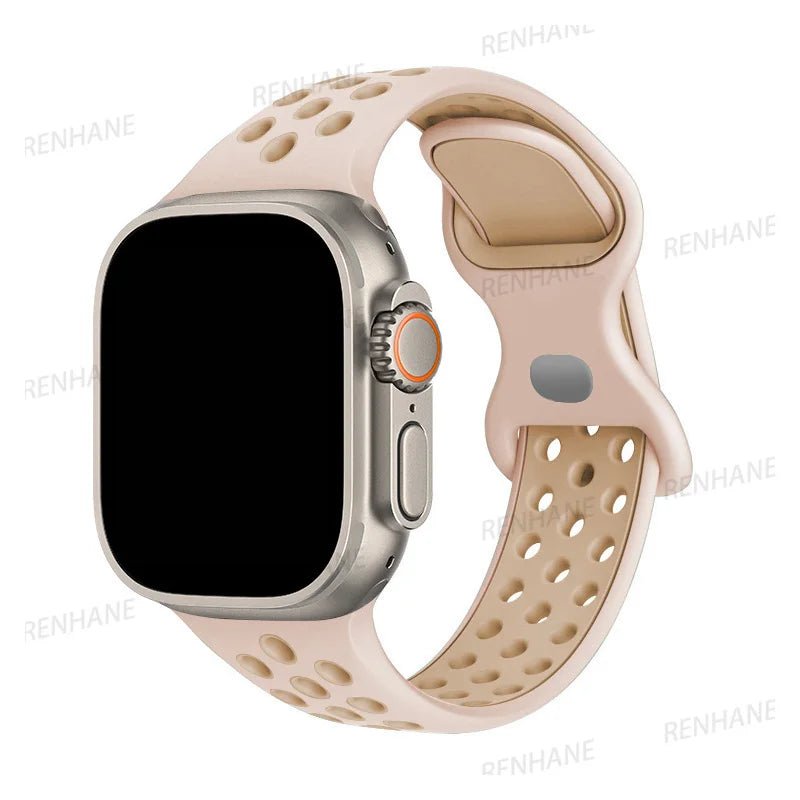 Storazone 29 Pink Rose Grey / 38mm 40mm 41mm Silicone Strap For Apple Watch band 8 7 45mm 41mm 49 44mm 42mm 40mm 38mm Breathable Wristband For iWatch series 6 5 4 3 SE Ultra