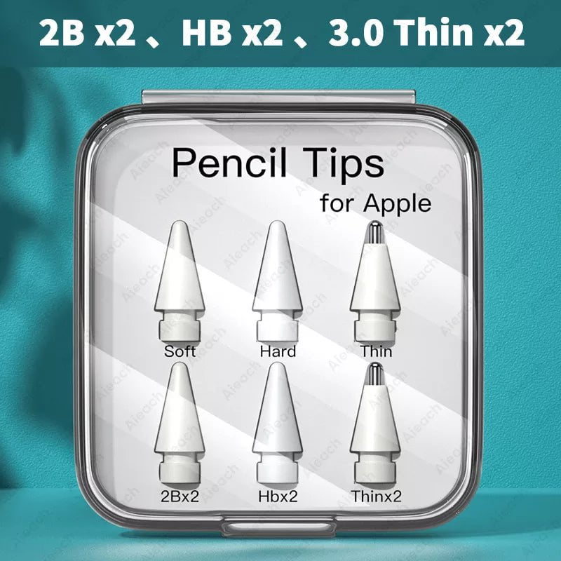 Storazone 2B x2 HB x2 Thin x2 / CHINA Pencil Tips For Apple Pencil 1st 2nd Generation Double Layer 2B & HB & Thin Tip For Apple Pencil Nib, Enough For 4 Years of Use