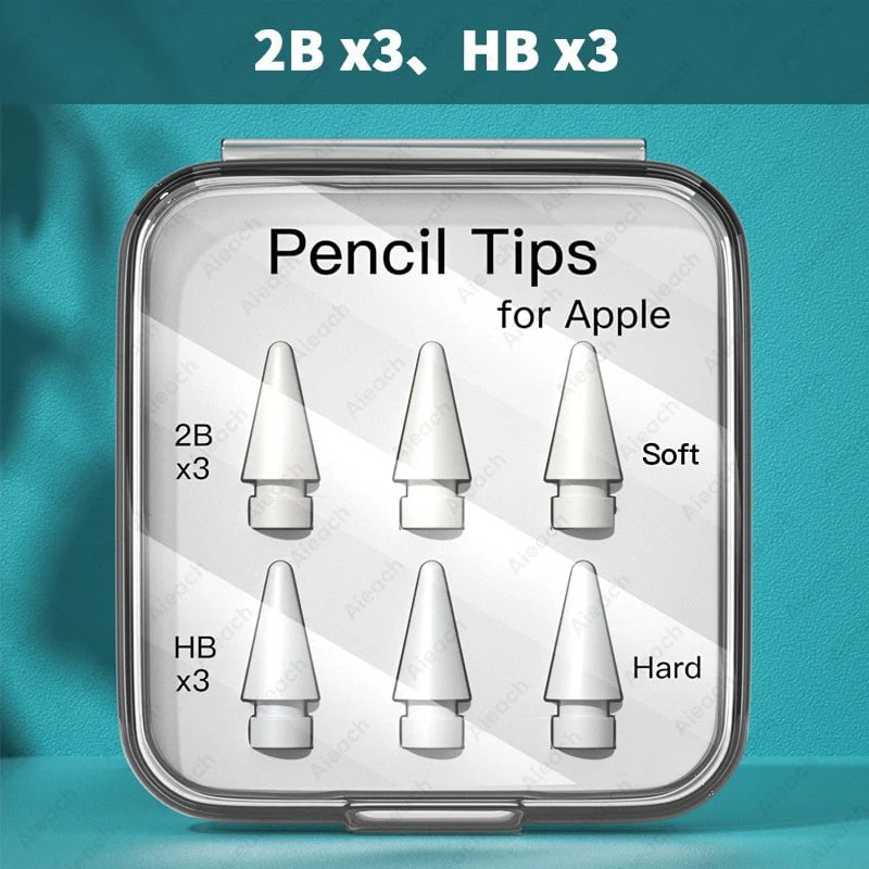 Storazone 2B x3 HB x3 / CHINA Tip For Apple Pencil Pen Nib For Apple Pencil 1ª 2nd Generation Tip Double Layer 2B HB 2.0 3.0 Soft Hard iPad Pencil Accessories