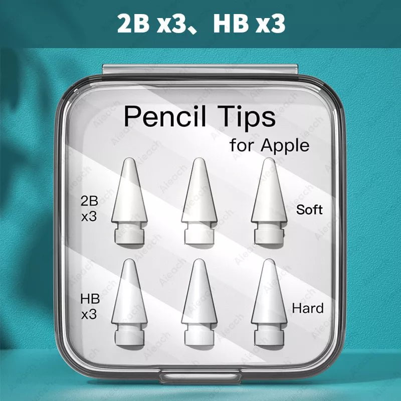 Storazone 2B x3 HB x3 Pencil Tips For Apple Pencil 1st 2nd Generation Double Layer 2B & HB & Thin Tip For Apple Pencil Nib, Enough For 4 Years of Use