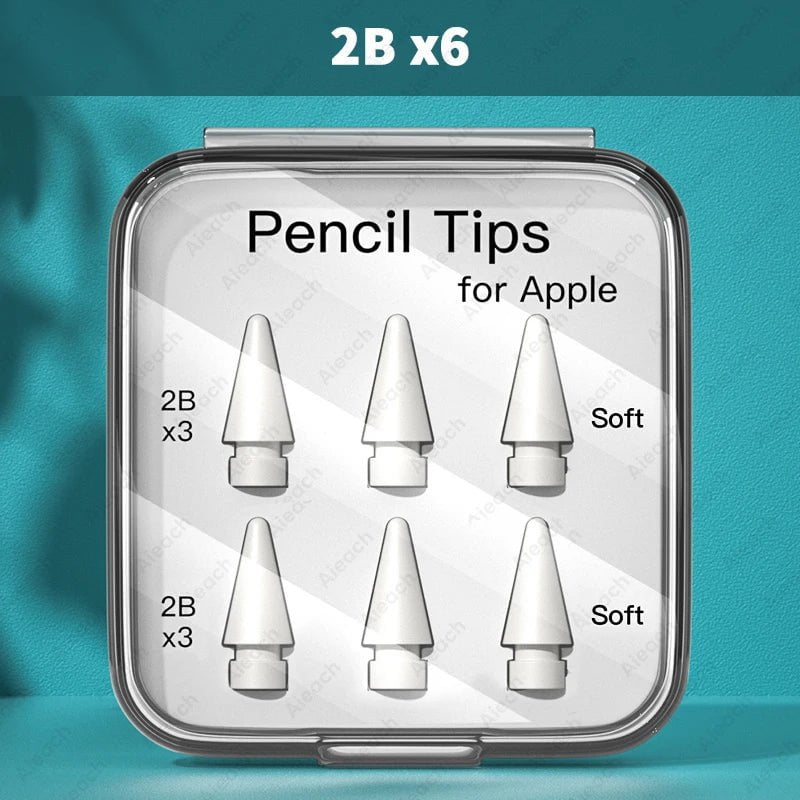 Storazone 2B x6 / CHINA Tip For Apple Pencil Pen Nib For Apple Pencil 1ª 2nd Generation Tip Double Layer 2B HB 2.0 3.0 Soft Hard iPad Pencil Accessories