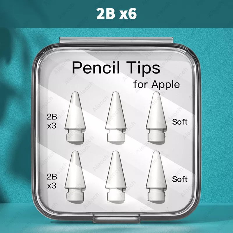 Storazone 2B x6 Pencil Tips For Apple Pencil 1st 2nd Generation Double Layer 2B & HB & Thin Tip For Apple Pencil Nib, Enough For 4 Years of Use