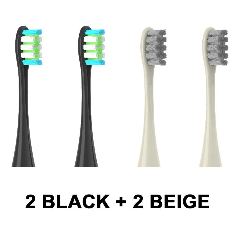 Storazone 2Black 2Beige 4PCS Replacement Heads For Oclean Flow/X/ X PRO/ Z1/ F1/ One/ Air 2 /SE Brush Heads Soft DuPont Sonic Toothbrush Vacuum Bristle