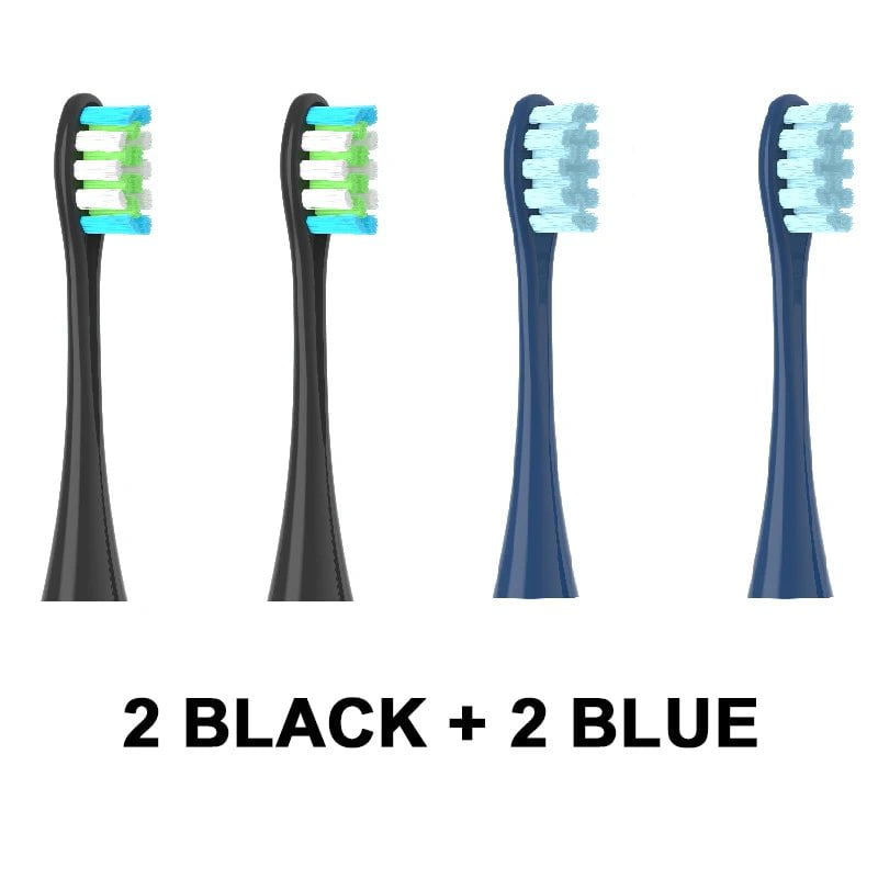 Storazone 2Black 2Blue 4PCS Replacement Heads For Oclean Flow/X/ X PRO/ Z1/ F1/ One/ Air 2 /SE Brush Heads Soft DuPont Sonic Toothbrush Vacuum Bristle