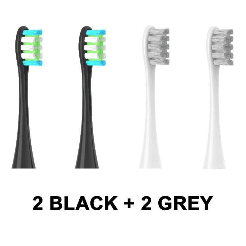 Storazone 2Black 2Gray 4PCS Replacement Heads For Oclean Flow/X/ X PRO/ Z1/ F1/ One/ Air 2 /SE Brush Heads Soft DuPont Sonic Toothbrush Vacuum Bristle