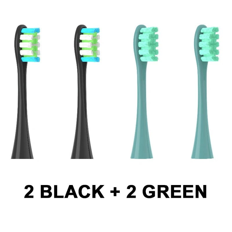 Storazone 2Black 2Green 4PCS Replacement Heads For Oclean Flow/X/ X PRO/ Z1/ F1/ One/ Air 2 /SE Brush Heads Soft DuPont Sonic Toothbrush Vacuum Bristle