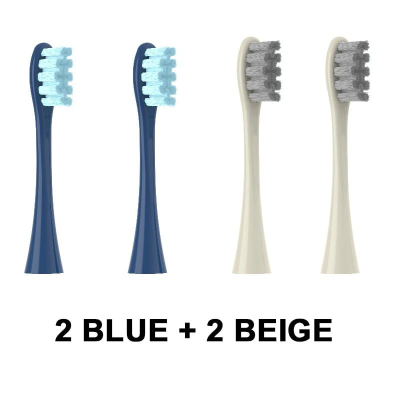 Storazone 2Blue 2Beige 4PCS Replacement Heads For Oclean Flow/X/ X PRO/ Z1/ F1/ One/ Air 2 /SE Brush Heads Soft DuPont Sonic Toothbrush Vacuum Bristle