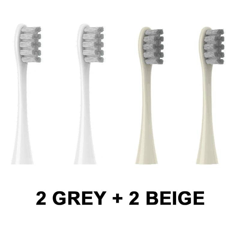 Storazone 2Gray 2Beige 4PCS Replacement Heads For Oclean Flow/X/ X PRO/ Z1/ F1/ One/ Air 2 /SE Brush Heads Soft DuPont Sonic Toothbrush Vacuum Bristle