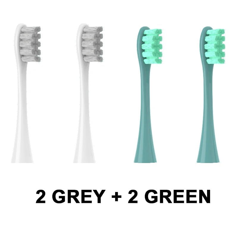 Storazone 2Gray 2Green 4PCS Replacement Heads For Oclean Flow/X/ X PRO/ Z1/ F1/ One/ Air 2 /SE Brush Heads Soft DuPont Sonic Toothbrush Vacuum Bristle