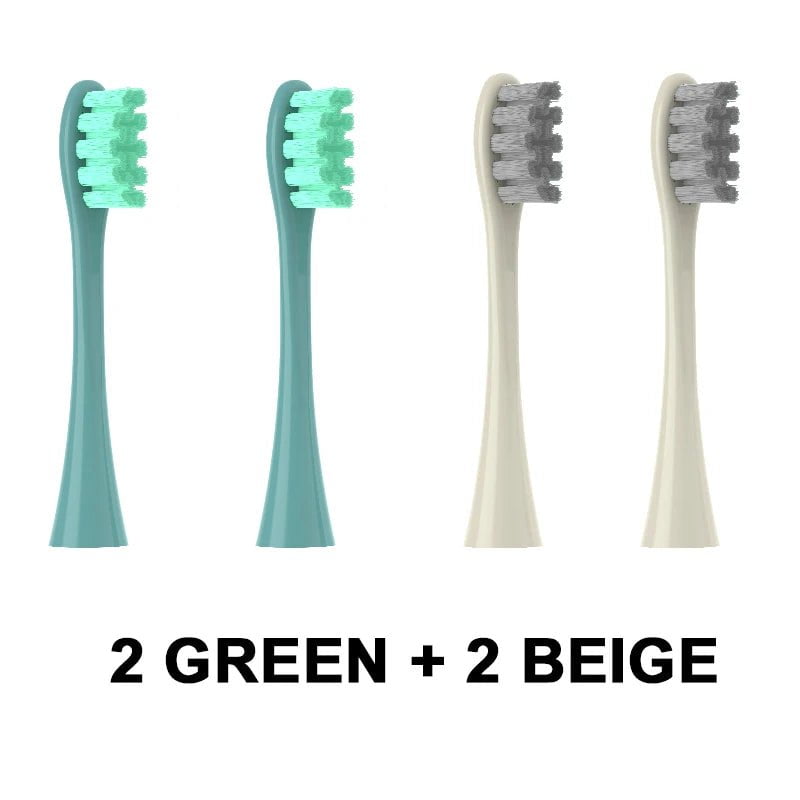 Storazone 2Green 2Beige 4PCS Replacement Heads For Oclean Flow/X/ X PRO/ Z1/ F1/ One/ Air 2 /SE Brush Heads Soft DuPont Sonic Toothbrush Vacuum Bristle