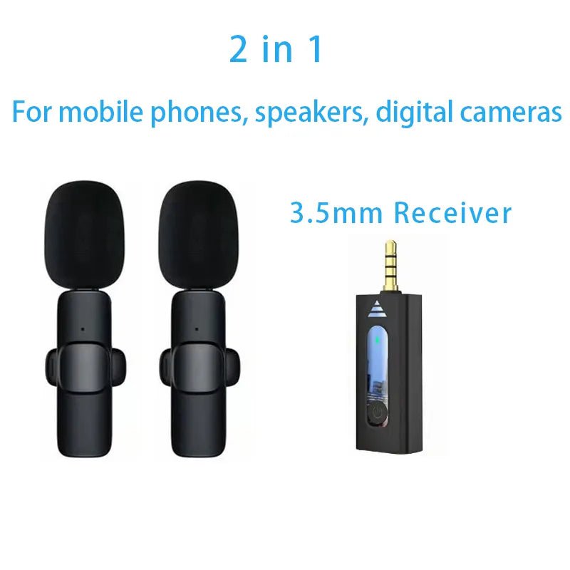 Storazone 2in1 For 3.5mm / CHINA New Wireless Lavalier Microphone Portable Audio Video Recording Mini Microphone for iPhone Android PC Camera Live Gaming Phone
