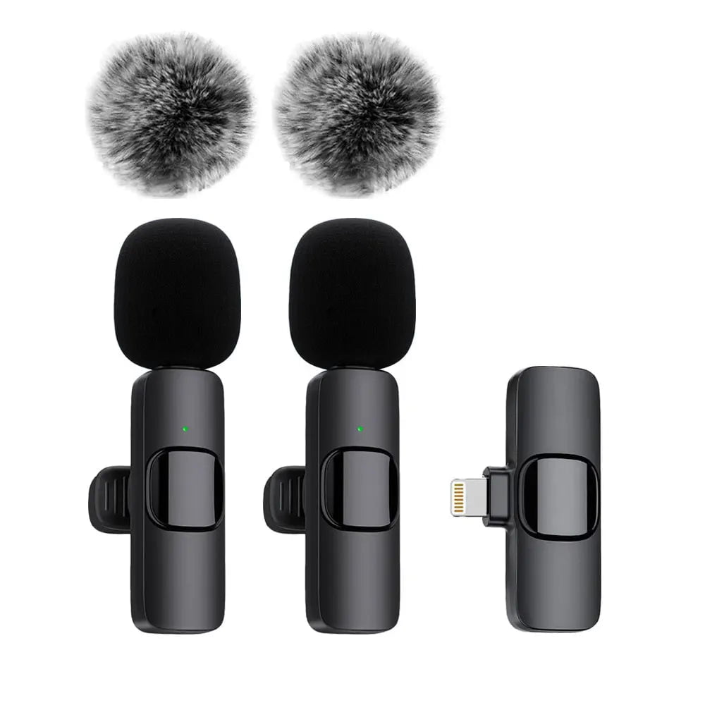 Storazone 2in1 For IOS NEW Wireless Lavalier Microphone Audio Video Recording Mini Mic For iPhone Android Laptop Live Gaming Mobile Phone Microphone