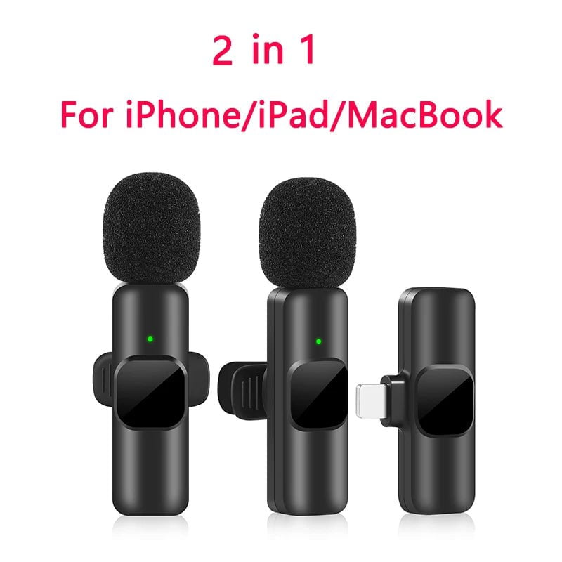 Storazone 2in1 For iOS New Wireless Lavalier Microphone Portable Audio Video Recording Mini Mic for iPhone Android Live Broadcast Gaming Phone Mic