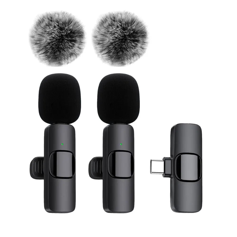 Storazone 2in1 For Type-C NEW Wireless Lavalier Microphone Audio Video Recording Mini Mic For iPhone Android Laptop Live Gaming Mobile Phone Microphone
