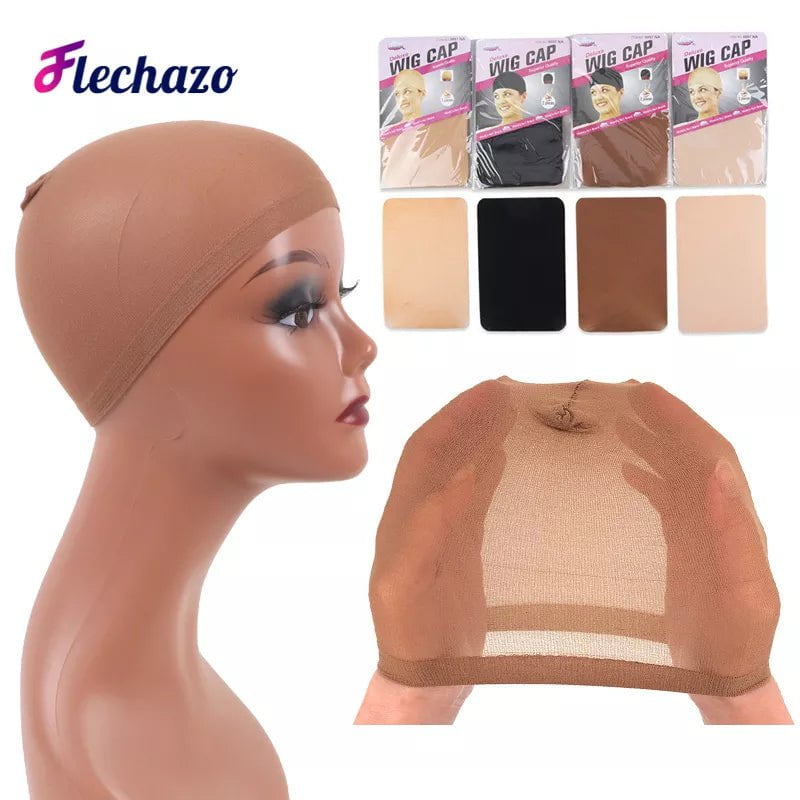 Storazone 2Pcs/Pack Stocking Cap Hairnets for Long Hair Wigs Beige and Black Stocking Wig Cap Fashionable Hair Nets