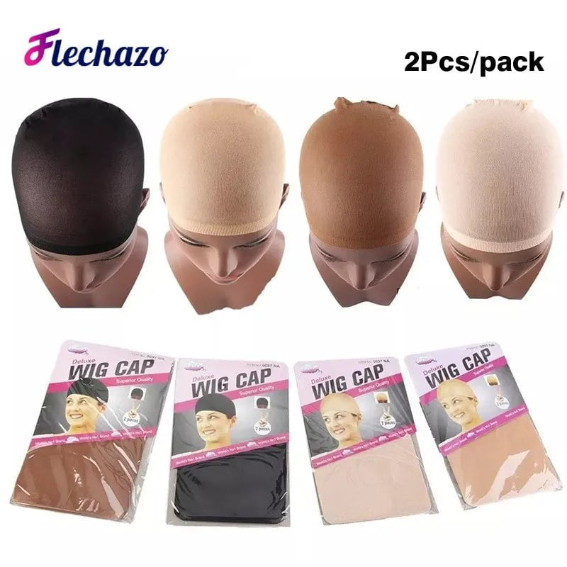 Storazone 2Pcs/Pack Stocking Cap Hairnets for Long Hair Wigs Beige and Black Stocking Wig Cap Fashionable Hair Nets