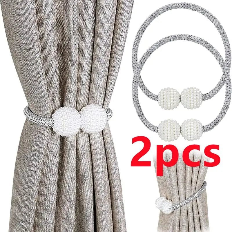 Storazone 2PCS Pearl Magnetic Curtain Clip Curtain Holders Tie Back Buckle Clips Hanging Ball Buckle Tie Back Curtain Decor Accessories