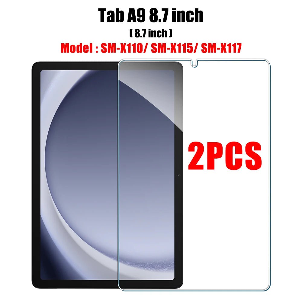 Storazone 2pcs Tab A9 8.7 inch 2PCS Tempered Glass Screen Protector for Samsung Galaxy Tab S8 Ultra Plus S6 Lite S7 Fe A7 Lite A8 S9 A9 Tablet Accessories Film