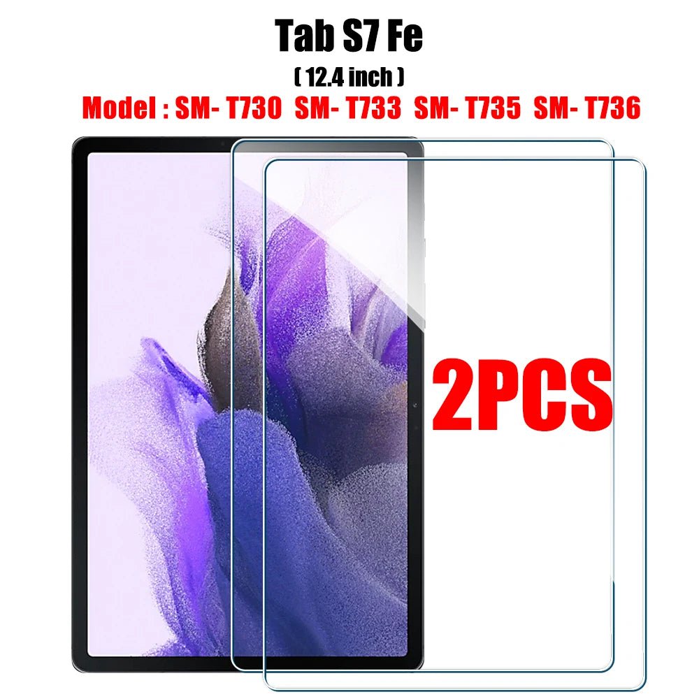 Storazone 2pcs Tab S7 Fe 2PCS Tempered Glass Screen Protector for Samsung Galaxy Tab S8 Ultra Plus S6 Lite S7 Fe A7 Lite A8 S9 A9 Tablet Accessories Film