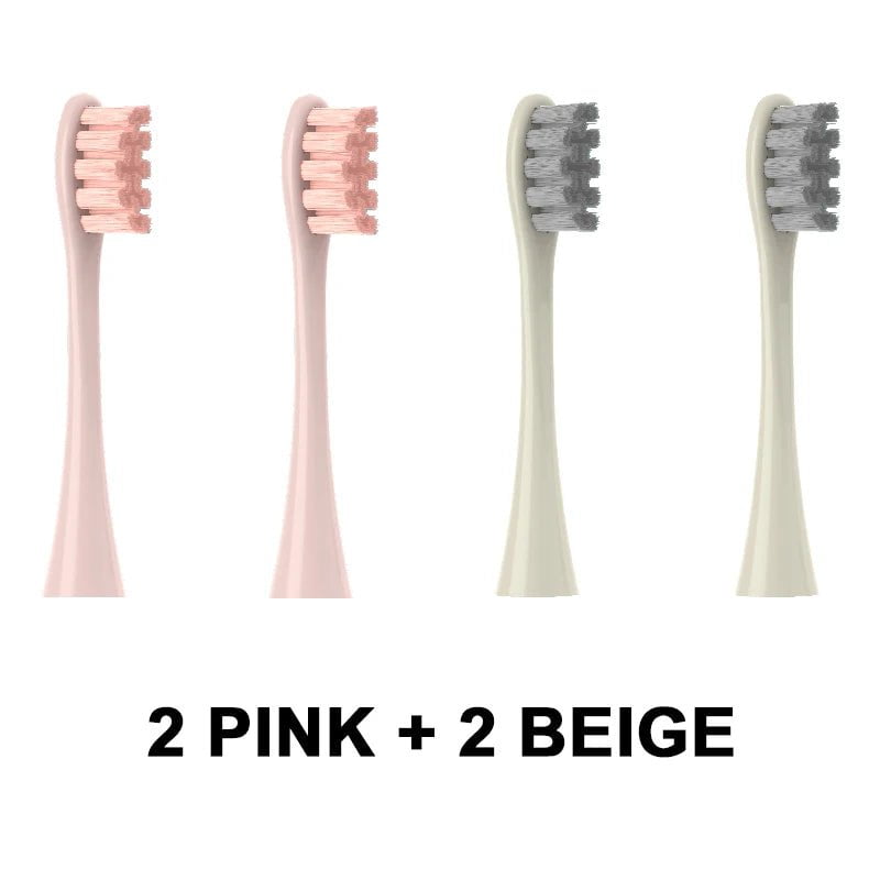 Storazone 2Pink 2Beige 4PCS Replacement Heads For Oclean Flow/X/ X PRO/ Z1/ F1/ One/ Air 2 /SE Brush Heads Soft DuPont Sonic Toothbrush Vacuum Bristle