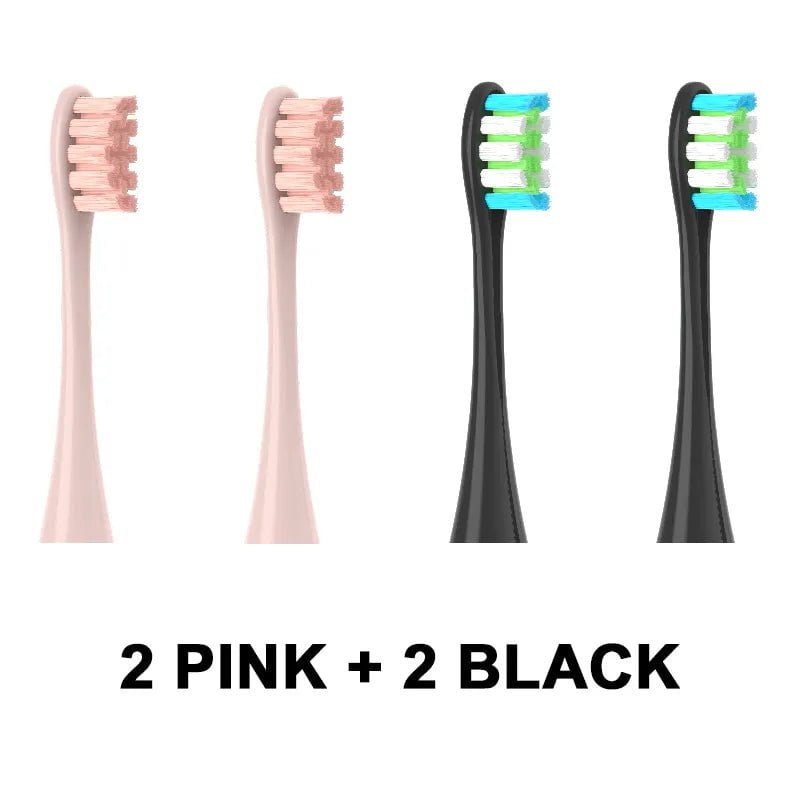 Storazone 2Pink 2Black 4PCS Replacement Heads For Oclean Flow/X/ X PRO/ Z1/ F1/ One/ Air 2 /SE Brush Heads Soft DuPont Sonic Toothbrush Vacuum Bristle