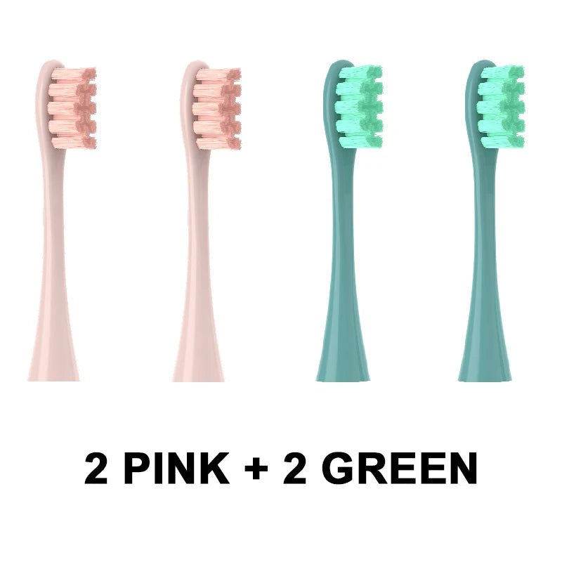 Storazone 2Pink 2Green 4PCS Replacement Heads For Oclean Flow/X/ X PRO/ Z1/ F1/ One/ Air 2 /SE Brush Heads Soft DuPont Sonic Toothbrush Vacuum Bristle