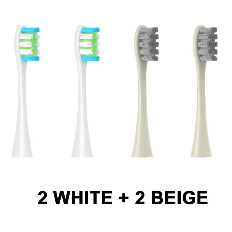 Storazone 2White 2Beige 4PCS Replacement Heads For Oclean Flow/X/ X PRO/ Z1/ F1/ One/ Air 2 /SE Brush Heads Soft DuPont Sonic Toothbrush Vacuum Bristle