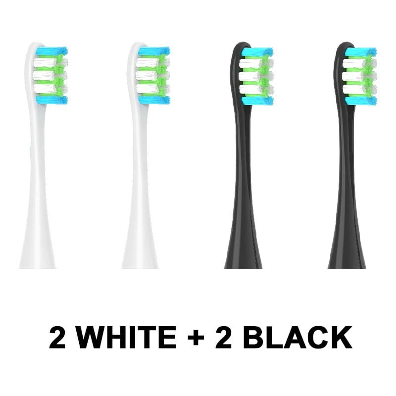 Storazone 2White 2Black 4PCS Replacement Heads For Oclean Flow/X/ X PRO/ Z1/ F1/ One/ Air 2 /SE Brush Heads Soft DuPont Sonic Toothbrush Vacuum Bristle