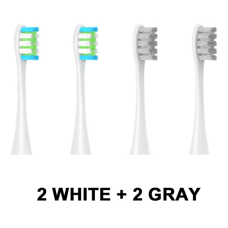 Storazone 2White 2Gray 4PCS Replacement Heads For Oclean Flow/X/ X PRO/ Z1/ F1/ One/ Air 2 /SE Brush Heads Soft DuPont Sonic Toothbrush Vacuum Bristle