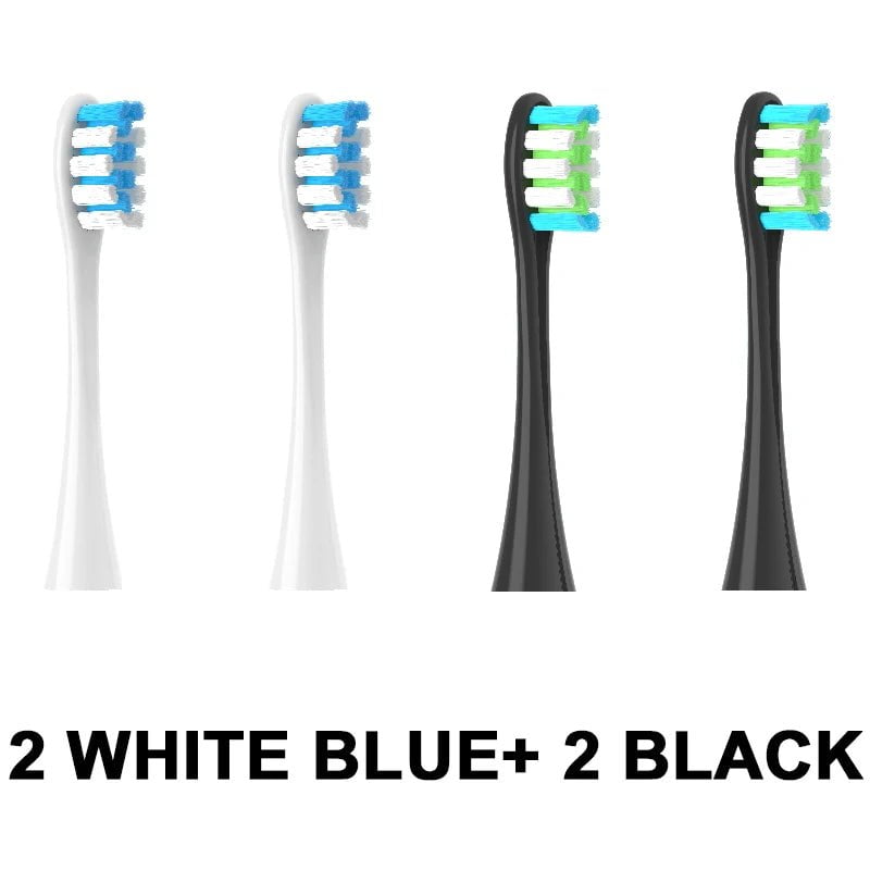 Storazone 2White blue 2Black 4PCS Replacement Heads For Oclean Flow/X/ X PRO/ Z1/ F1/ One/ Air 2 /SE Brush Heads Soft DuPont Sonic Toothbrush Vacuum Bristle