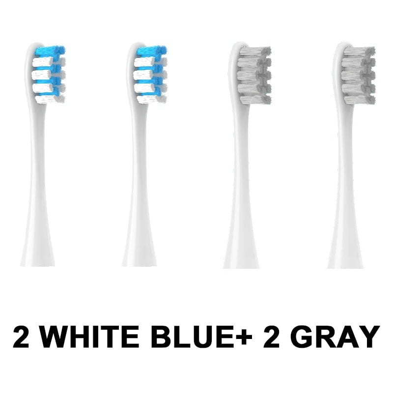 Storazone 2White blue 2Gray 4PCS Replacement Heads For Oclean Flow/X/ X PRO/ Z1/ F1/ One/ Air 2 /SE Brush Heads Soft DuPont Sonic Toothbrush Vacuum Bristle