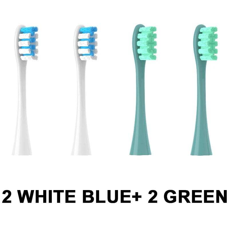 Storazone 2White blue 2Green 4PCS Replacement Heads For Oclean Flow/X/ X PRO/ Z1/ F1/ One/ Air 2 /SE Brush Heads Soft DuPont Sonic Toothbrush Vacuum Bristle