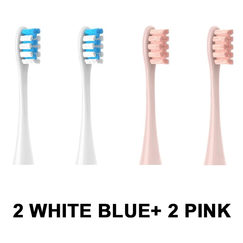 Storazone 2White blue 2Pink 4PCS Replacement Heads For Oclean Flow/X/ X PRO/ Z1/ F1/ One/ Air 2 /SE Brush Heads Soft DuPont Sonic Toothbrush Vacuum Bristle