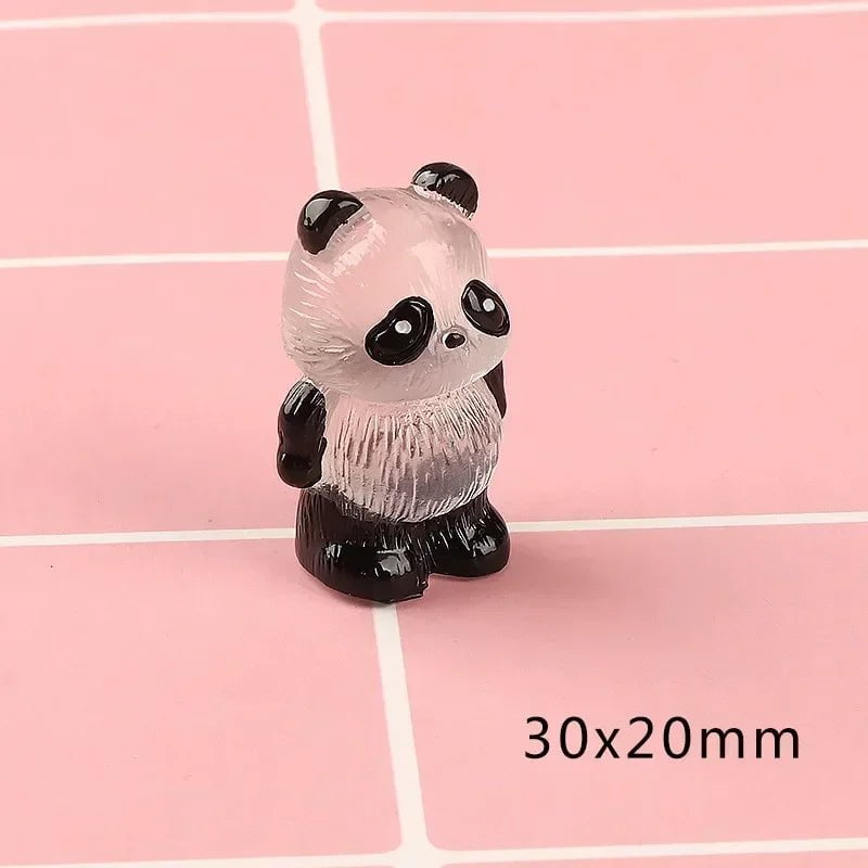 Storazone 3 1Pcs/Set Glowing Panda Mini Figurines Miniature Panda Micro Landscape Ornament Glowing In Dark Miniature Flower Potted Decor