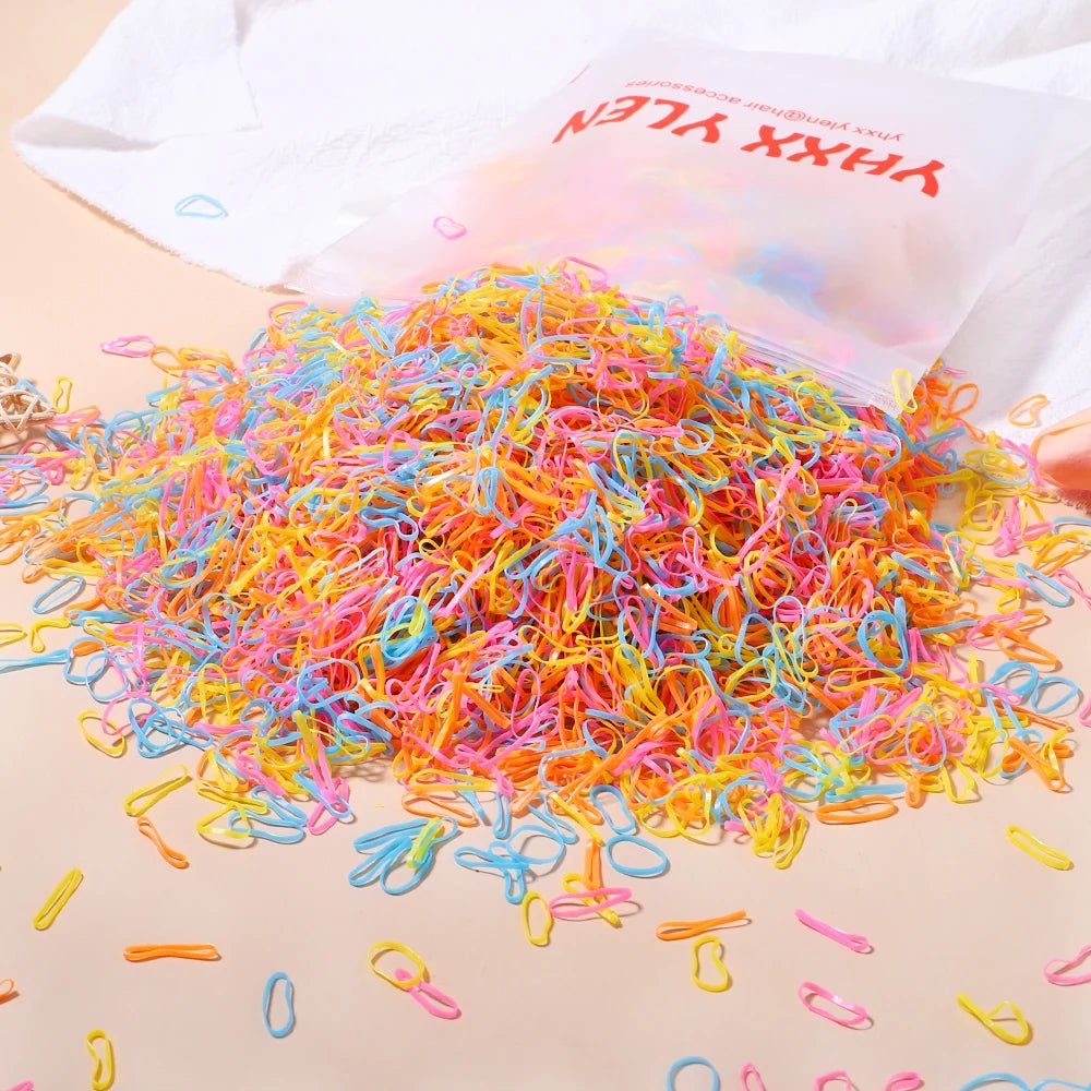 Storazone 3 / 2000pcs 500/1000/2000pcs Girls Colourful Disposable Rubber Band Hair Ties Headband Children Ponytail Holder Bands Kids Hair Accessories