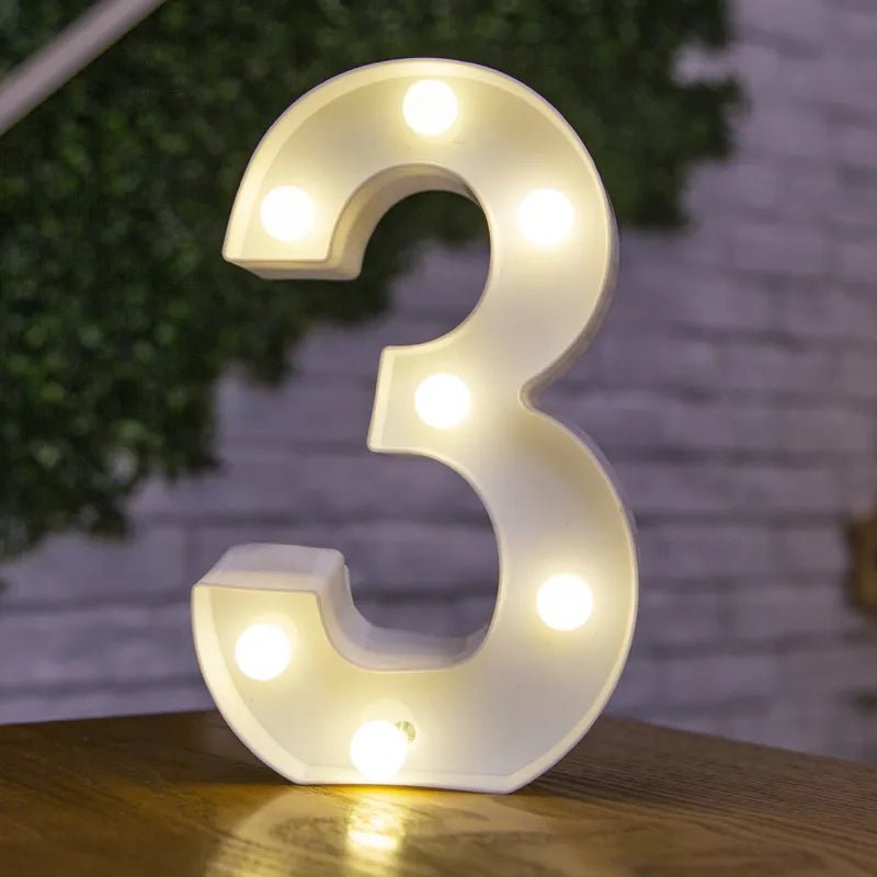 Storazone 3 / 22cm Luxury Alphabet Letter LED Lights Luminous Number Lamp  Battery Night Light for Home Wedding Birthday Christmas Party Decoration