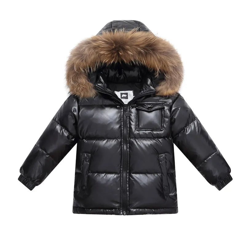 Storazone 3 / 5 (5-6Y) Unisex winter coat down jacket for boys clothes 2-14 y children's clothing thicken outerwear & coats with nature fur parka kids