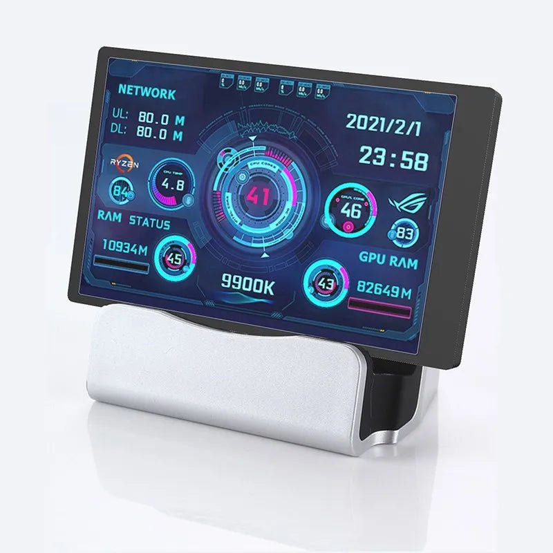 Storazone 3.5 / 5 Inch IPS Type-C Secondary Screen Mini Computer USB Display CPU GPU RAM HDD Monitor with Holder Metal Case No Use AIDA64