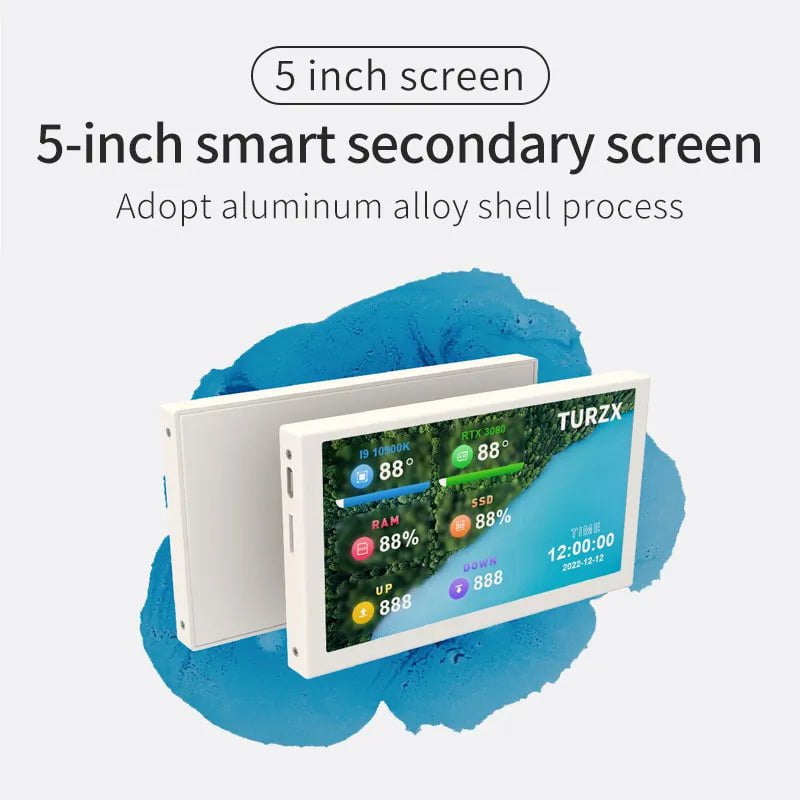 Storazone 3.5 / 5 Inch IPS Type-C Secondary Screen Mini Computer USB Display CPU GPU RAM HDD Monitor with Holder Metal Case No Use AIDA64