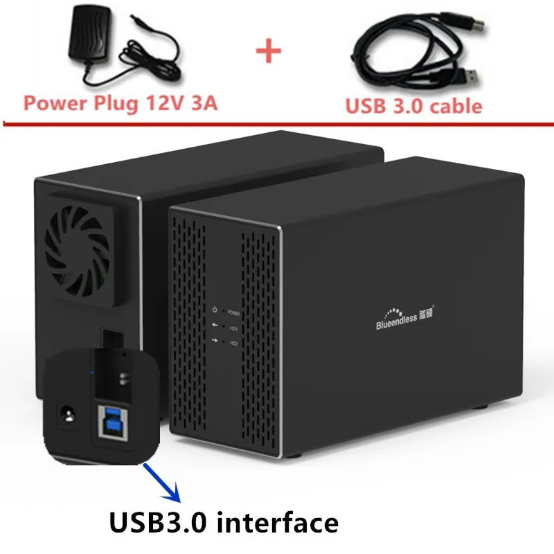 Storazone 3.5" Dual Bay docking station external hdd enclosure raid Array Cabinet sata Hard Disk Array with RAID Function Disk Array Box