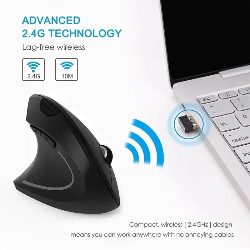 Storazone 3  DPI 2.4G Wireless  Vertical  Mouse  White /black  6 Buttons  Mouse for Windows/Mac/Chromebook/Linux/Notebook/Laptop/Computer