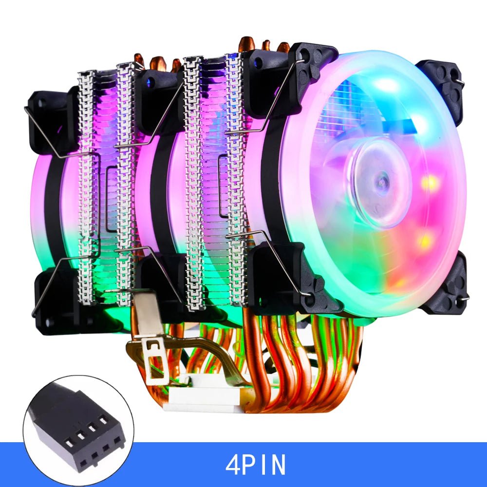Storazone 3 FAN 4PIN WITH LAMP / LGA115X1200-1366-775 / Fixed Color x99 Processor Cooler 6 Heat Pipes Cpu Cooler For Intel Lga 2011-V3 1700 1151 AM4 AM3 4PIN PWM IWONGOU Hurricane Air Cooler Cpu