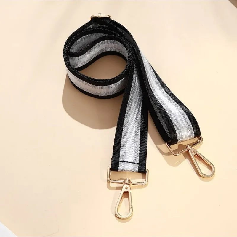 Storazone 3 / Gold buckle Shoulder Bag Strap Widening Adjustable Colourful Stripe Pattern Women Crossbody DIY Thickening Fashion Nylon New Bag Belt Strap