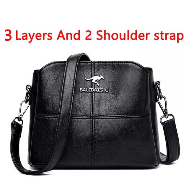 Storazone 3 Layers Black Women Embroidery Tote Bag High Quality Leather Ladies Handbags 2022 Women Shoulder Bag Small Crossbody Bags For Women Sac a Main