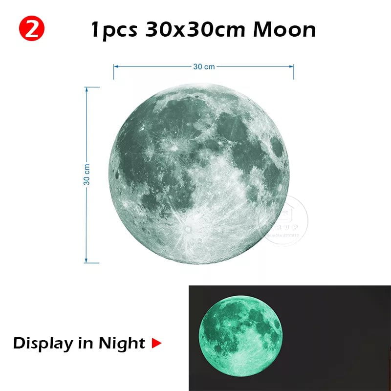 Storazone 30cm Moon Luminous Moon and Stars Wall Stickers for Kids Room Baby Nursery Home Decoration Wall Decals Glow in the Dark Bedroom Ceiling