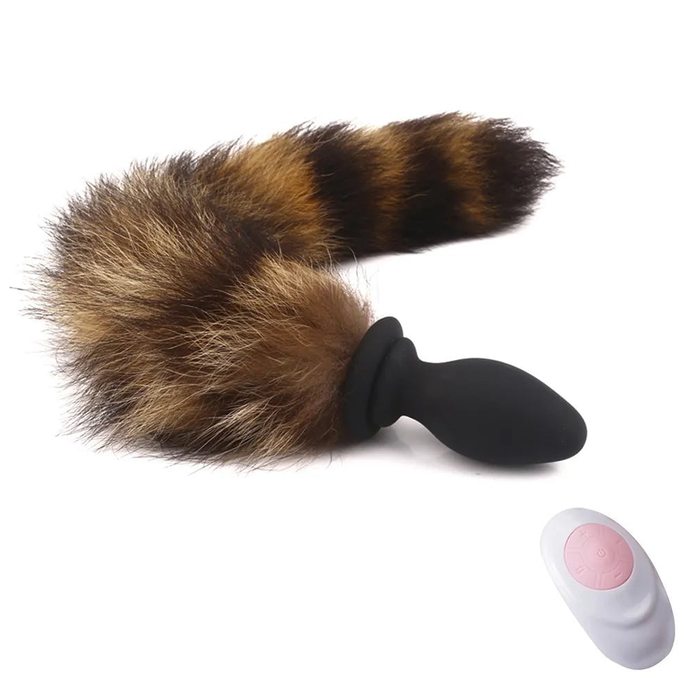 Storazone 30cm With Remote Anal Vibrator With Fox Tail Dildo Anal Plug Remote Control Anus Dilator For Women Adult Cosplay Accessories Vibrating Butt Plug