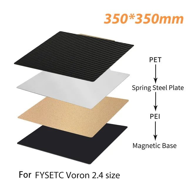 Storazone 350-Magnetic Base / CHINA Double Side PET Carbon Fiber+PEI Spring Steel Sheet PEI Magnetic Build Plate 180/220/235/310/350 Heatbed for Ender 3 p1p Upgrade