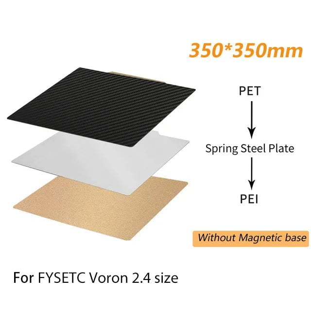 Storazone 350-no Magnetic Base / CHINA Double Side PET Carbon Fiber+PEI Spring Steel Sheet PEI Magnetic Build Plate 180/220/235/310/350 Heatbed for Ender 3 p1p Upgrade