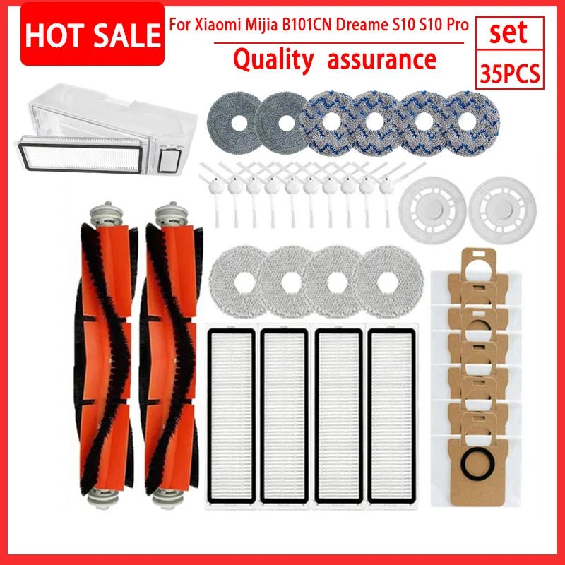 Storazone 35PCS For XIAOMI Mijia Omni 1S B101CN  B116 X10+ Accesories Dreame L10s Ultra / S10 Pro Main Side Brush Hepa Filter Mop Dust Bag Parts